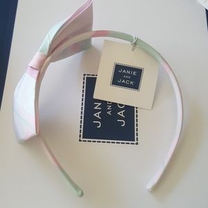 Janie and jack NWT pastel pink green silk headband